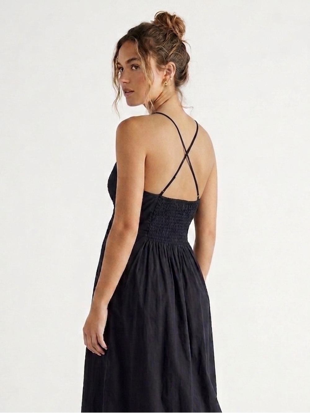 Catherine Malandrino Cotton needlework
Lined Cross Strap Midi Dress